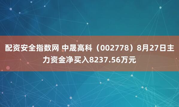 配资安全指数网 中晟高科（002778）8月27日主力资金净买入8237.56万元